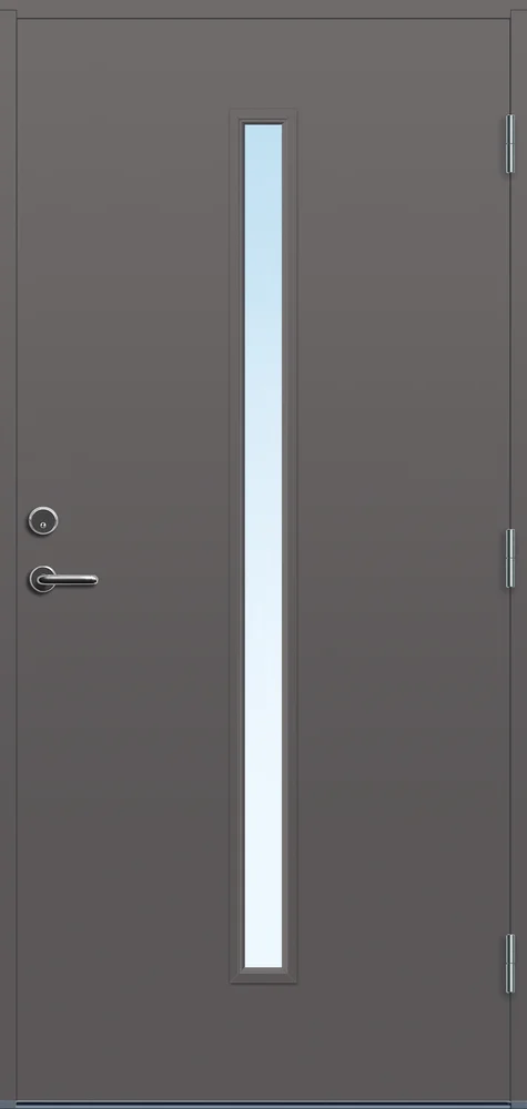 Ytterdør Hovdeby kompakt 90×210 cm frostet glass grå høyre v:2030316