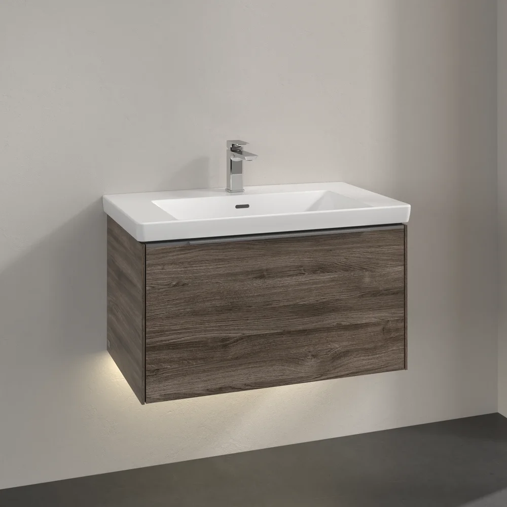 V&B SUBWAY 3.0 SERVANTSKAP 77X42 STONE OAK M/LYS HÅNDTAK I KROM v:6067567