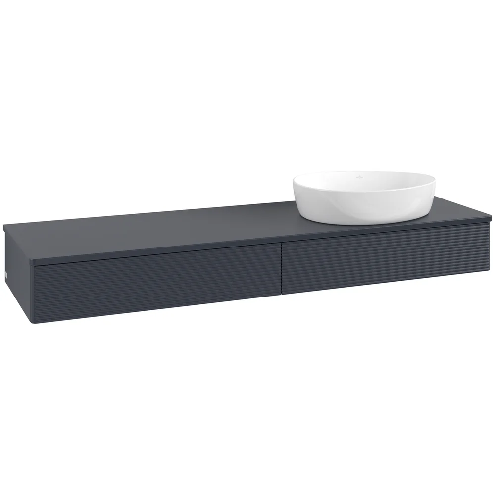 V&B ANTAO SERVANTSKAP 2 SKUFFER RILLET 1600X190X500 HØYRE U/KRANHULL BLÅ v:5178862