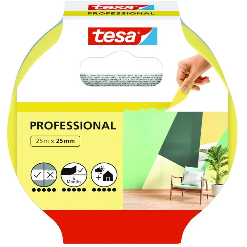 TESA MASKERINGSTAPE PROFESSIONAL 25M X 25MM GUL v:5672076