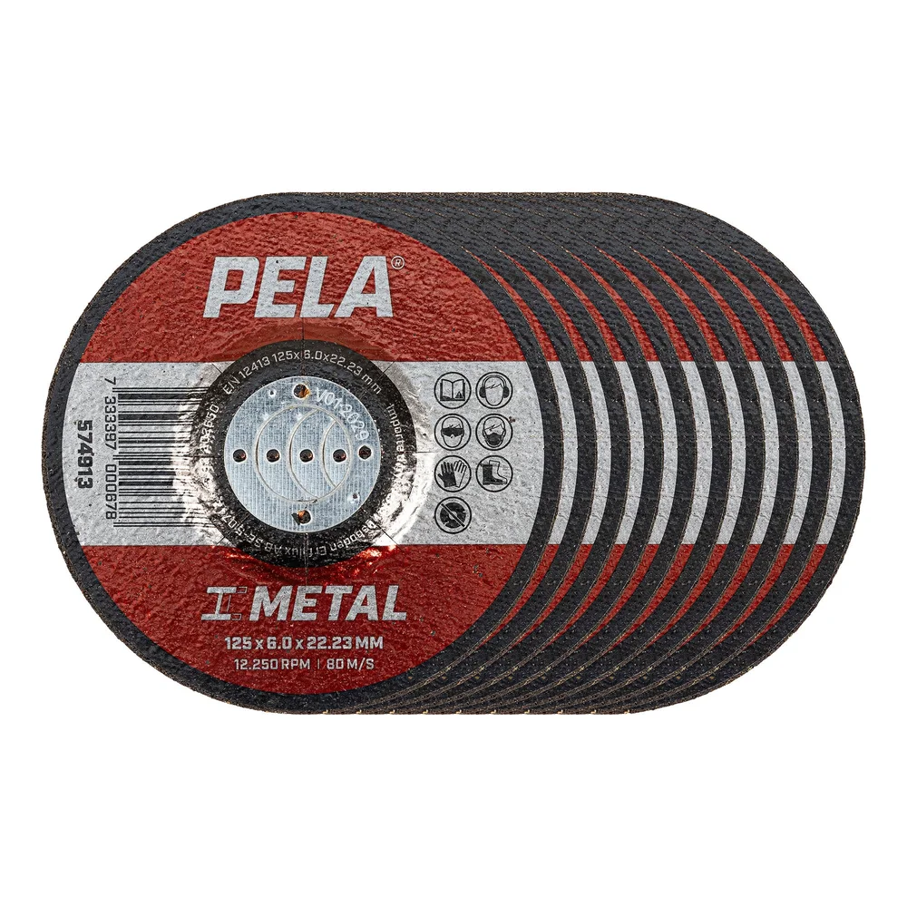 PELA Slip skiver for metall 125×6,0 mm – 10-pack for vinkelsliper. v:2056147