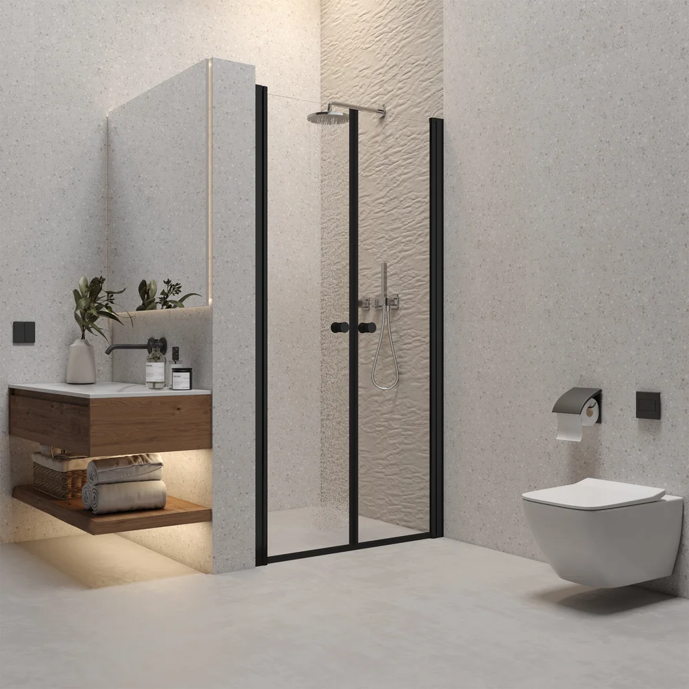 CELESTE DOBBEL NISJEDØR 5MM 75-80X190 CM M/ SIKKERHETSFOLIE, SORT v:3800576