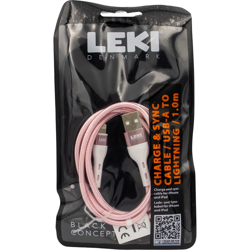 LEKI DENMARK BRAIDED PINK CABLE USB-A TO LIGHTNING 1.0 M v:7850078 LEKI DENMARK BRAIDED PINK CABLE USB-A TO LIGHTNING 1.0 M v:7850078