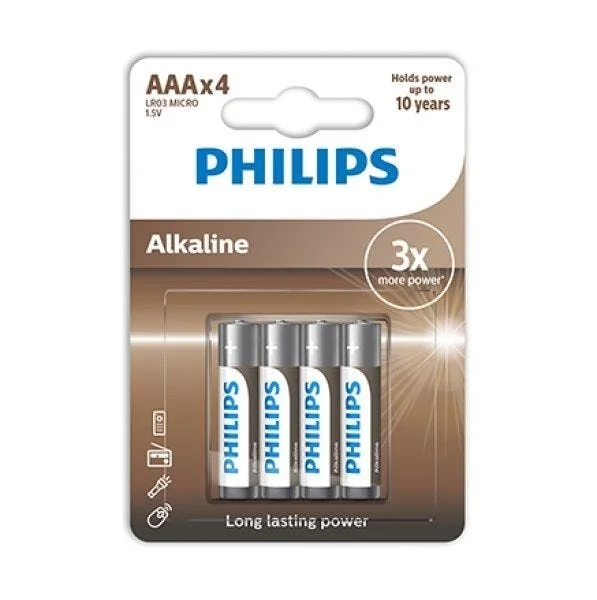 PHILIPS BATTERI AAA/LR03 4-P ALKALINE v:2321124 PHILIPS BATTERI AAA/LR03 4-P ALKALINE v:2321124