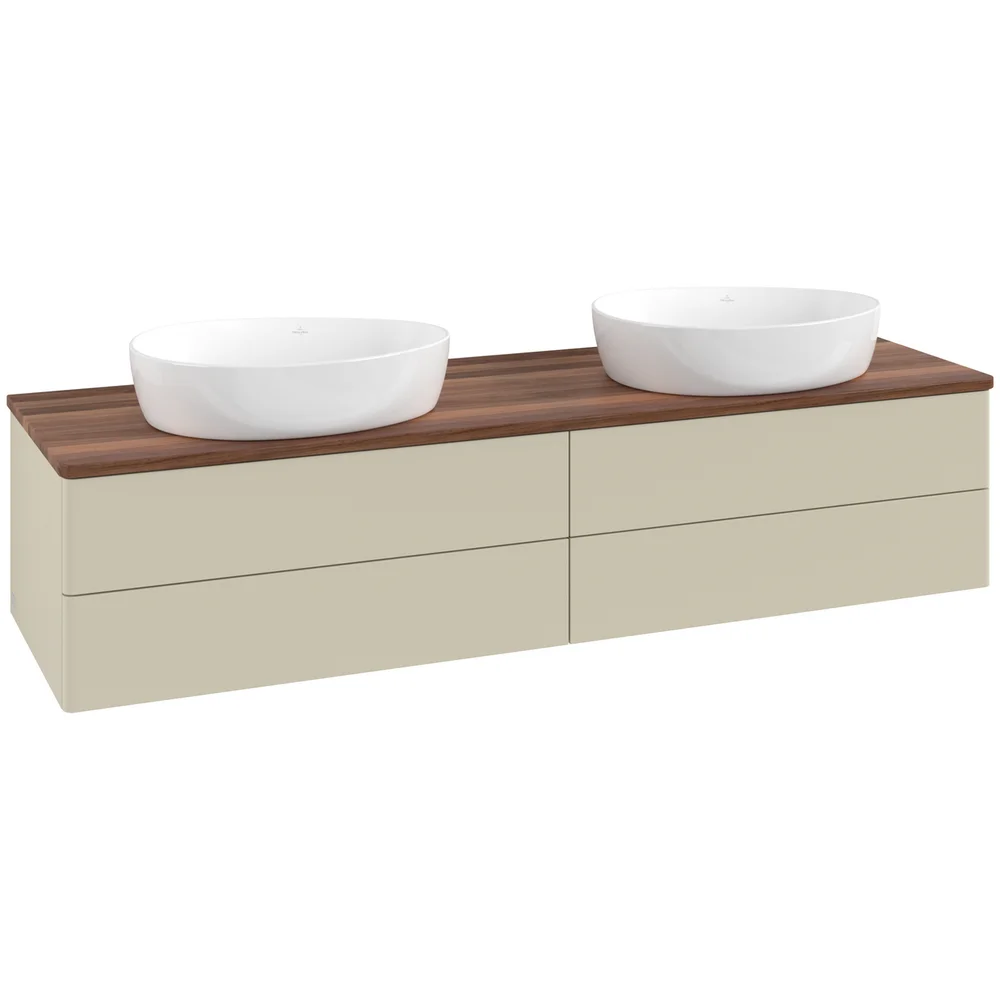 V&B ANTAO SERVANTSKAP 4 SKUFFER GLATT 1600X360X500 FOR 2 SERV. U/KRANHULL SILKEGRÅ/VALNØTT v:9298425