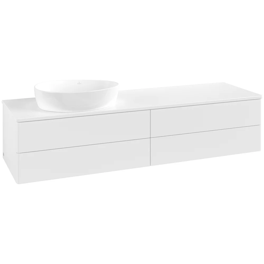 V&B ANTAO SERVANTSKAP 4 SKUFFER GLATT 1600X360X500 VENSTRE U/KRANHULL MATT HVIT v:6183073