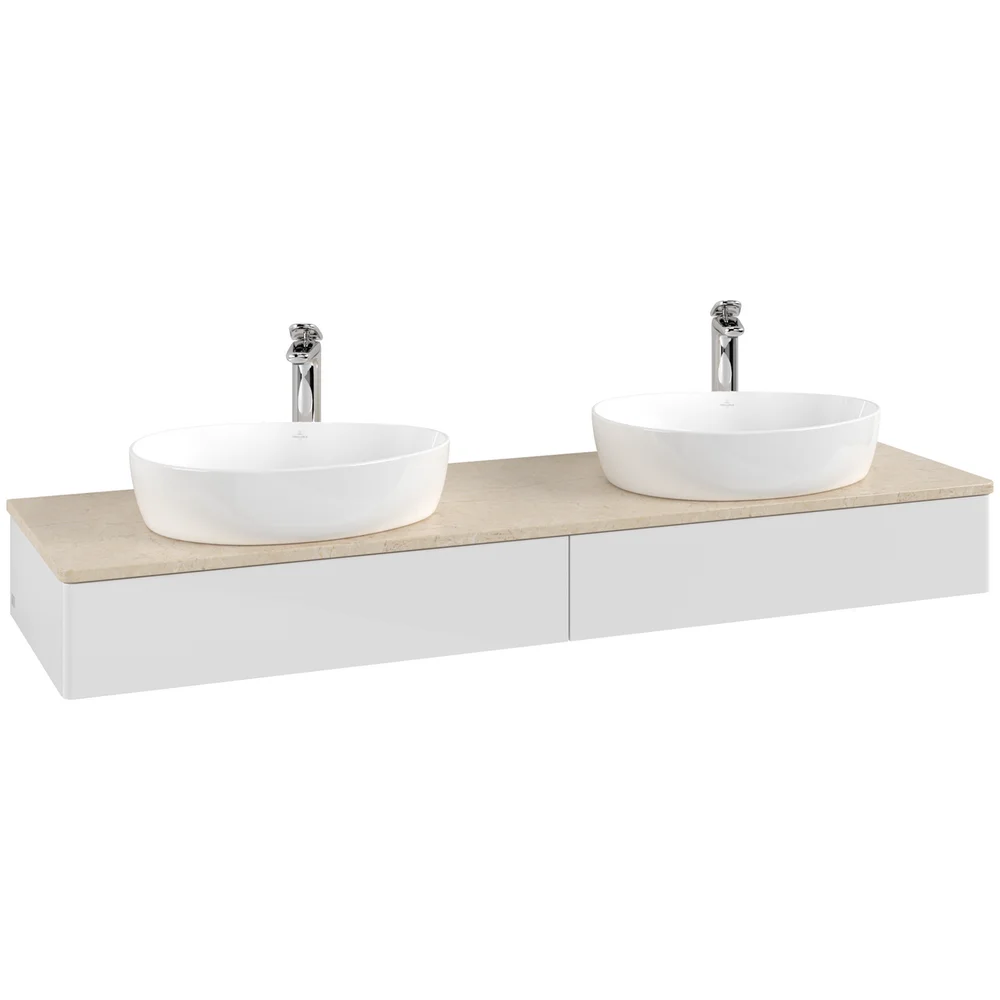 V&B ANTAO SERVANTSKAP 2 SKUFFER GLATT 1600X190X500 FOR 2 SERV. M/KRANHULL HVIT/CRÉME v:9822122