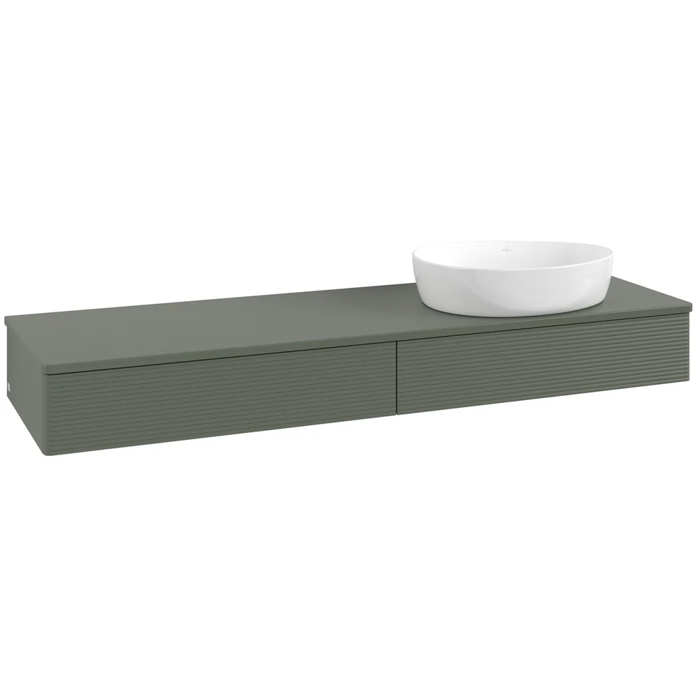 V&B ANTAO SERVANTSKAP 2 SKUFFER RILLET 1600X190X500 HØYRE U/KRANHULL GRØNN v:6657494