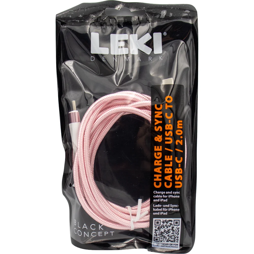 LEKI DENMARK BRAIDED PINK CABLE USB-C TO USB-C 2.0 M v:2396315 LEKI DENMARK BRAIDED PINK CABLE USB-C TO USB-C 2.0 M v:2396315