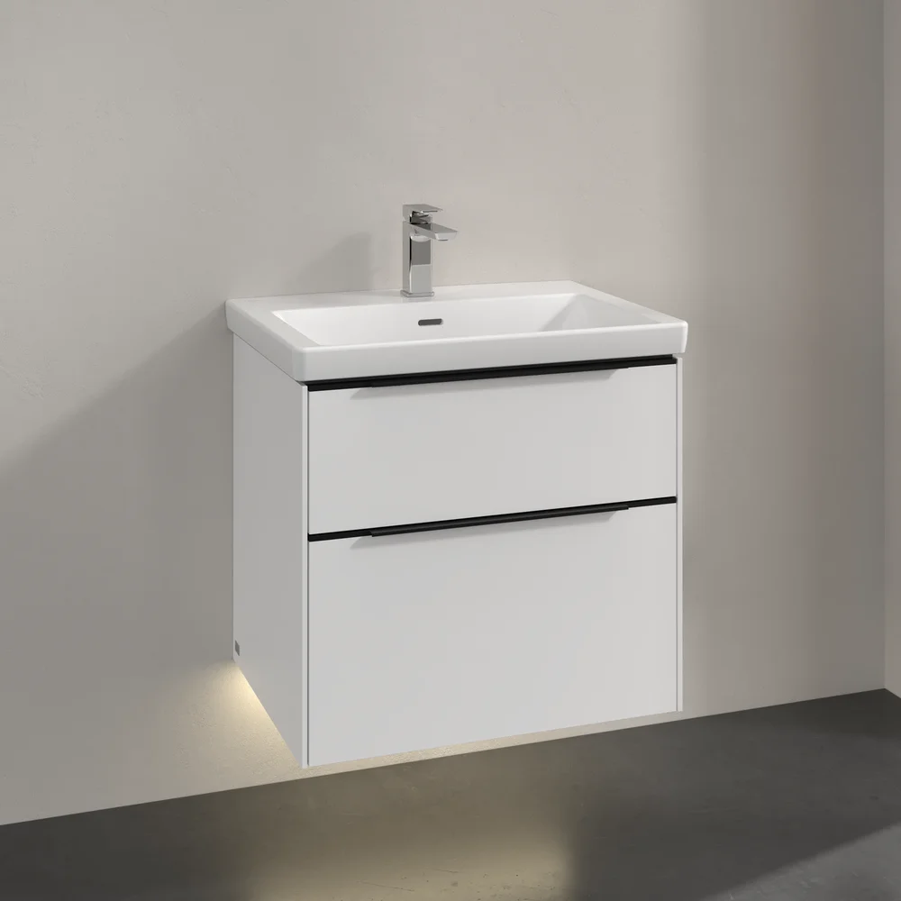 V&B SUBWAY 3.0 SERVANTSKAP 62X57 BRILLIANT WHITE M/LYS HÅNDTAK I VOLCANO BLACK v:9302285