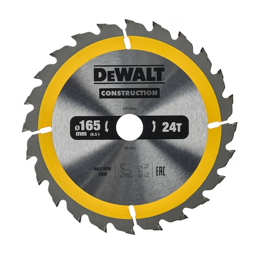 DEWALT SAGBLAD 165X20MM 24T DT1934 DEWALT v:1809789