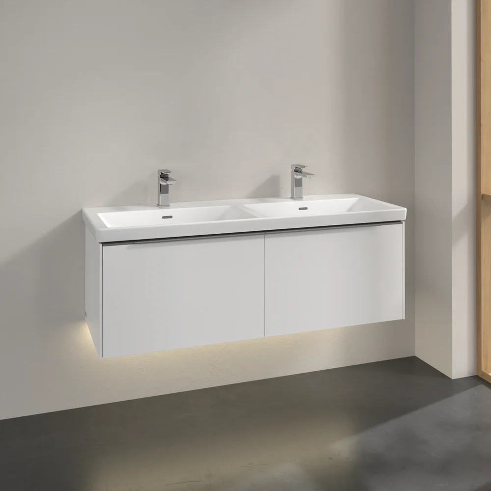 V&B SUBWAY 3.0 SERVANTSKAP 127X42 F/DOBBEL SERVANT PURE WHITE M/LYS HÅNDTAK I KROM v:9039411