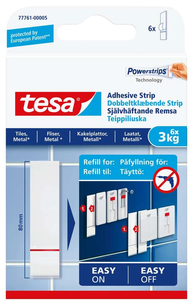tesa® Powerstrips fils og metall selvklebende limstrimler 6-pk v:4115967 tesa® Powerstrips fils og metall selvklebende limstrimler 6-pk v:4115967
