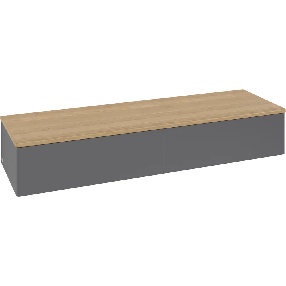 V&B ANTAO SIDESKAP 2 SKUFFER GLATT 1600X268X500 M/LYS ANTRASITT/EIK v:6794460