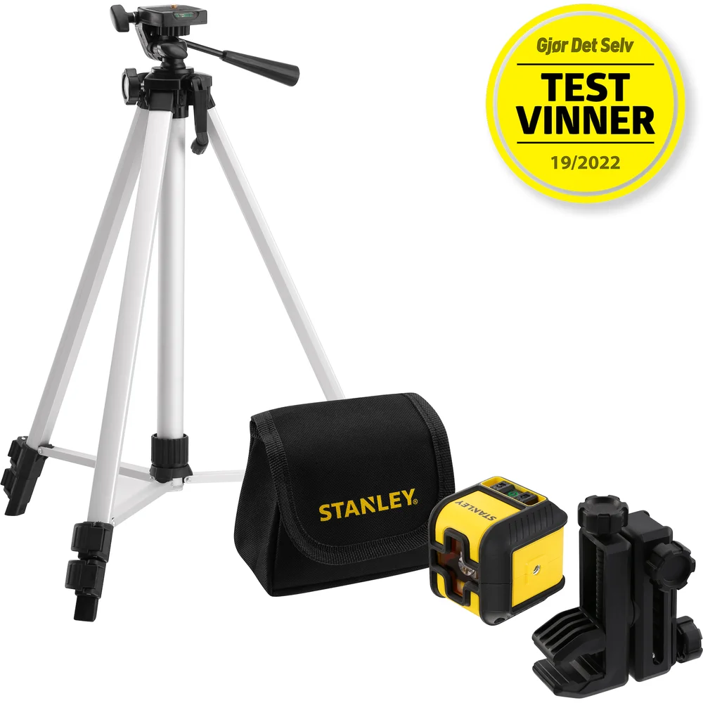 STANLEY CUBIX KRYSSLINJELASER GRØNN MED STATIV OG VESKE v:4406408