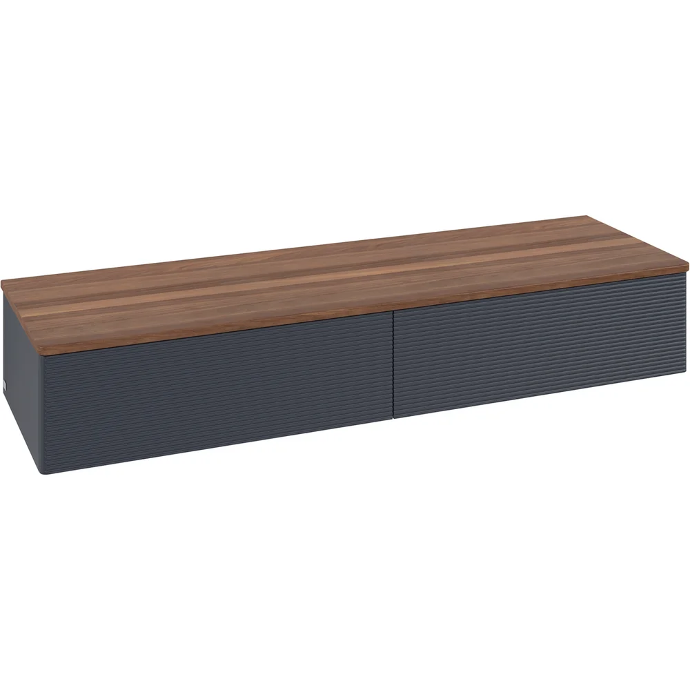 V&B ANTAO SIDESKAP 2 SKUFFER RILLET 1600X268X500 BLÅ/VALNØTT v:1306324