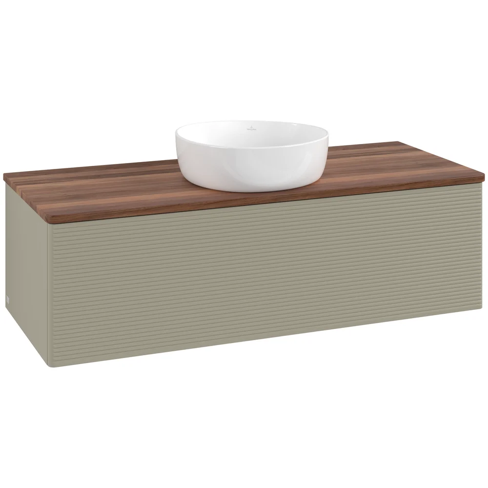 V&B ANTAO SERVANTSKAP 1 SKUFF RILLET 1200X360X500 U/KRANHULL STENGRÅ/VALNØTT v:4715588