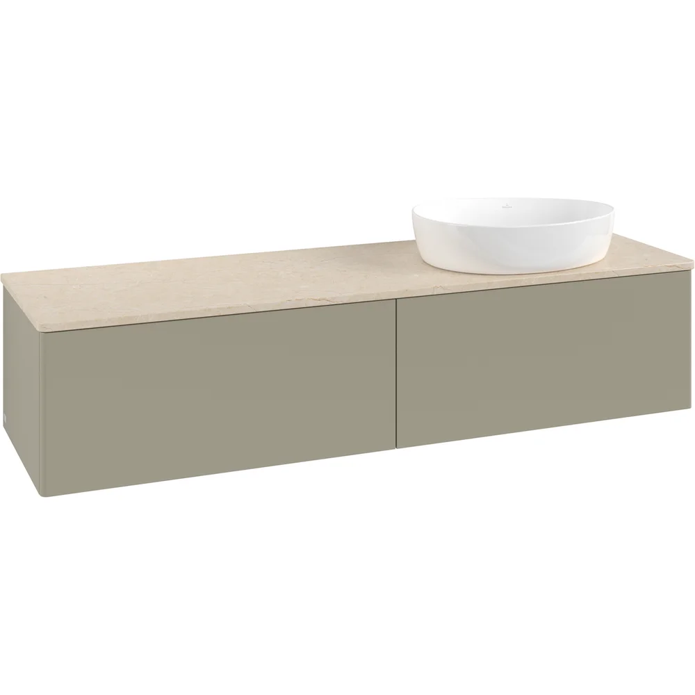 V&B ANTAO SERVANTSKAP 2 SKUFFER GLATT 1600X360X500 HØYRE U/KRANHULL STENGRÅ/CRÉME v:7821654
