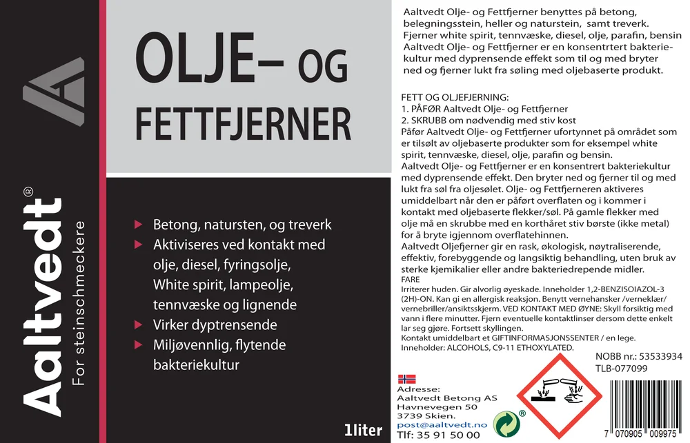 Steinrens olje- og fettfjerner 1 liter v:5024784 Steinrens olje- og fettfjerner 1 liter v:5024784
