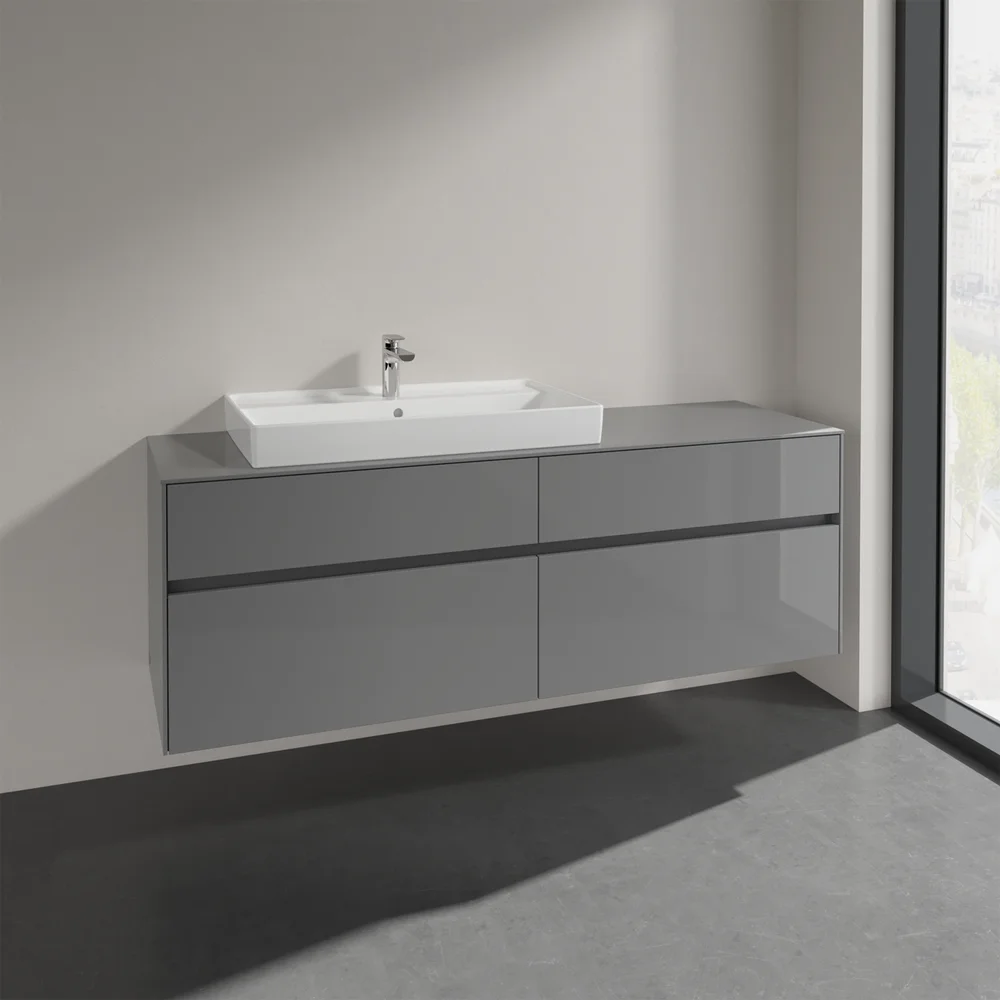VILLEROY & BOCH COLLARO SERVANTSKAP 160 FOR SERVANT VENSTRE 80 CM, 4 SKUFFER GRÅ HØYGLANS v:7545902