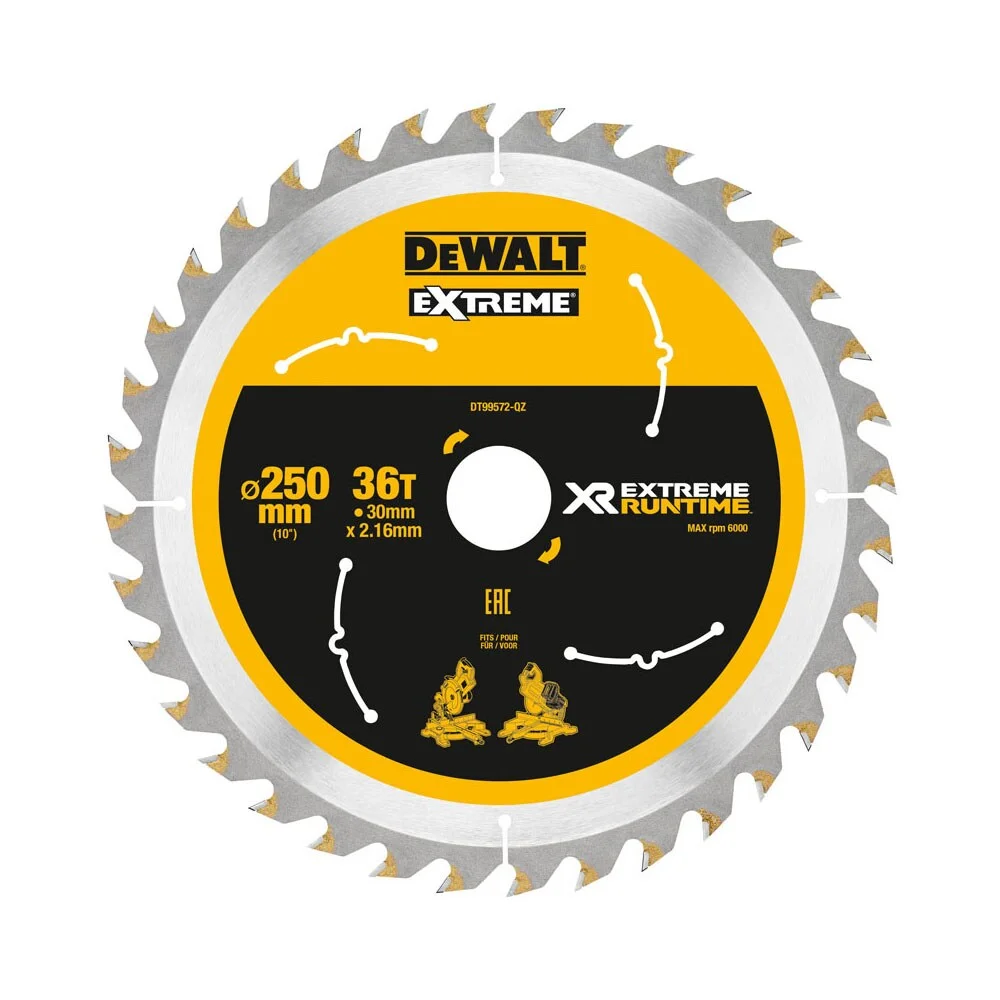 Dewalt Sågklinga XR för trä med spik, DT99572, 250 mm x 30 mm, 36T v:1837714