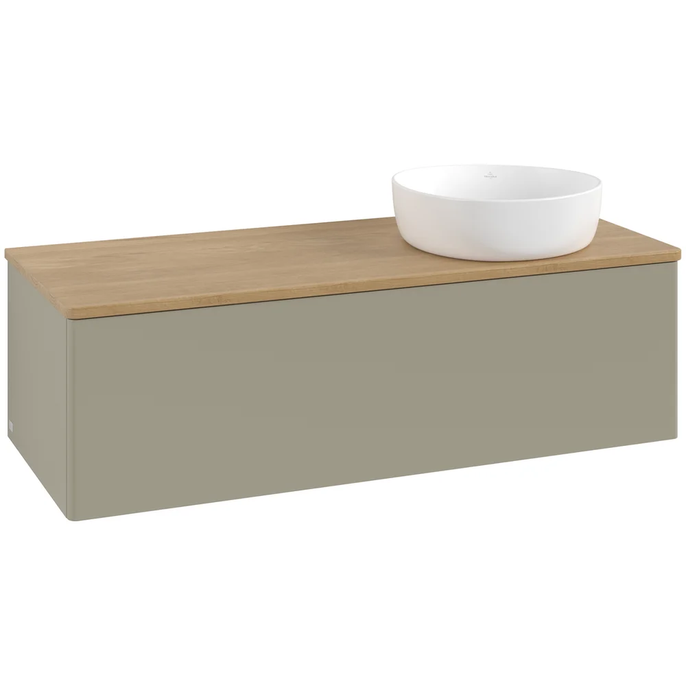V&B ANTAO SERVANTSKAP 1 SKUFF GLATT 1200X360X500 HØYRE U/KRANHULL STENGRÅ/EIK v:5489197