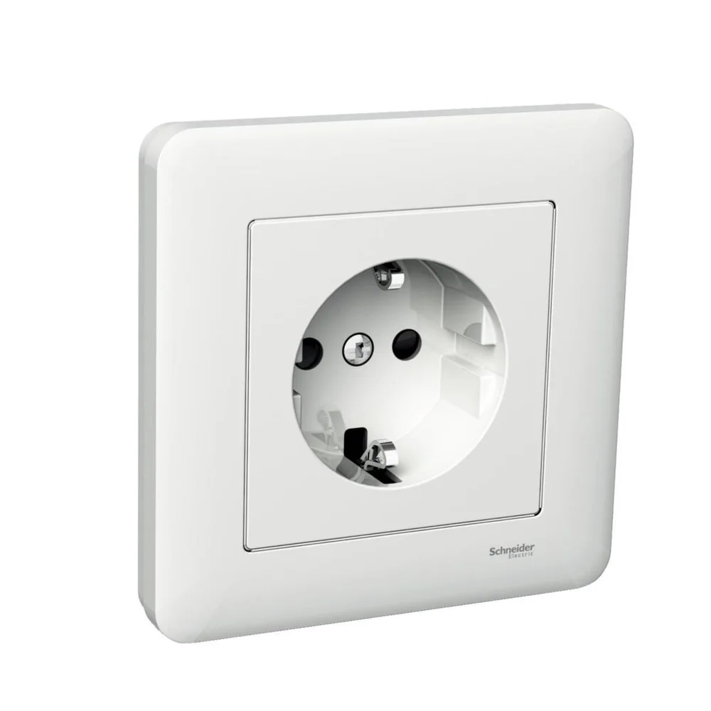 Schneider Electric Vegguttak, jordet, 1-veis, med heldeksel, Exxact v:7533280