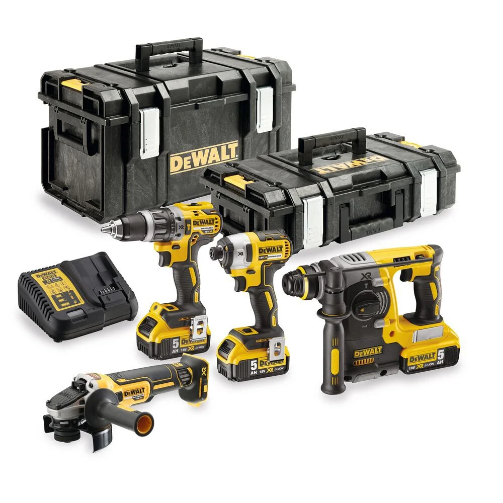 Dewalt Kombikit DCK422P3 18V, med 4 maskiner, 3 5,0Ah-batterier & 2 Tough System-bokser. v:2856412