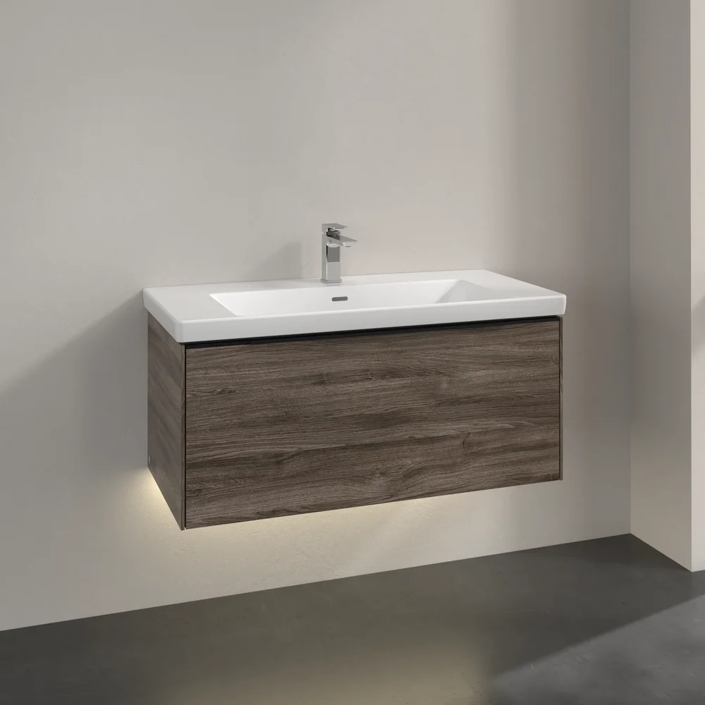 V&B SUBWAY 3.0 SERVANTSKAP 97X42 STONE OAK M/LYS HÅNDTAK I VOLCANO BLACK v:1803203