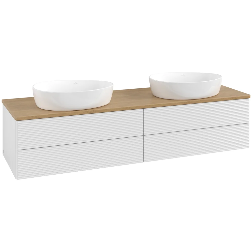 V&B ANTAO SERVANTSKAP 4 SKUFFER RILLET 1600X360X500 FOR 2 SERV. U/KRANHULL HVIT/EIK v:2458792