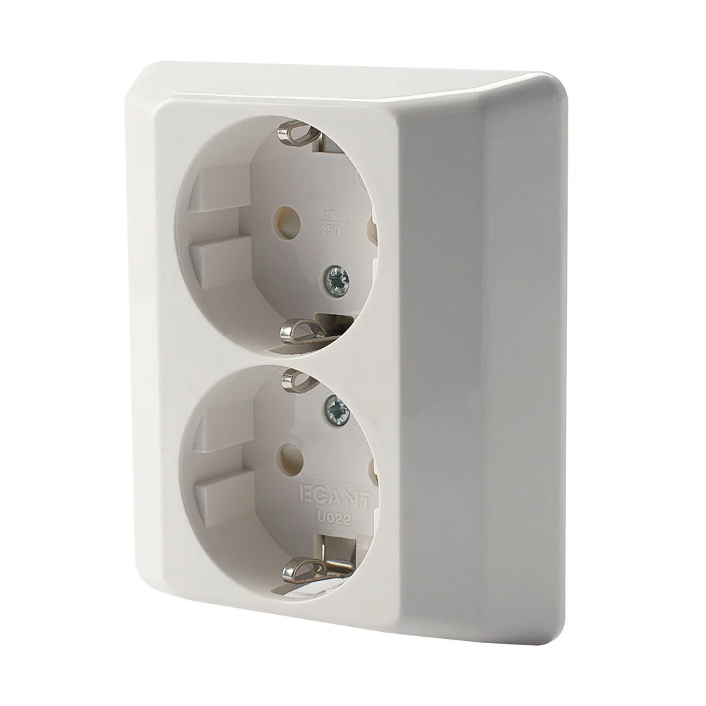 Stikkontakt dobbel m/jord innfelt alpinehvit v:7101680