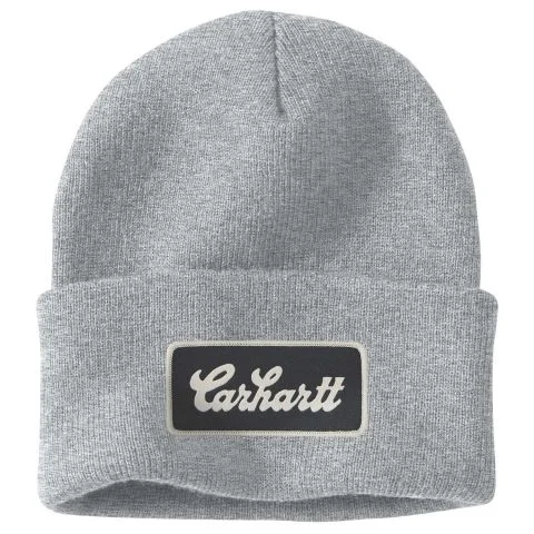 Knit Cuffed Script Patch Beanie Carhartt Caps 4074392