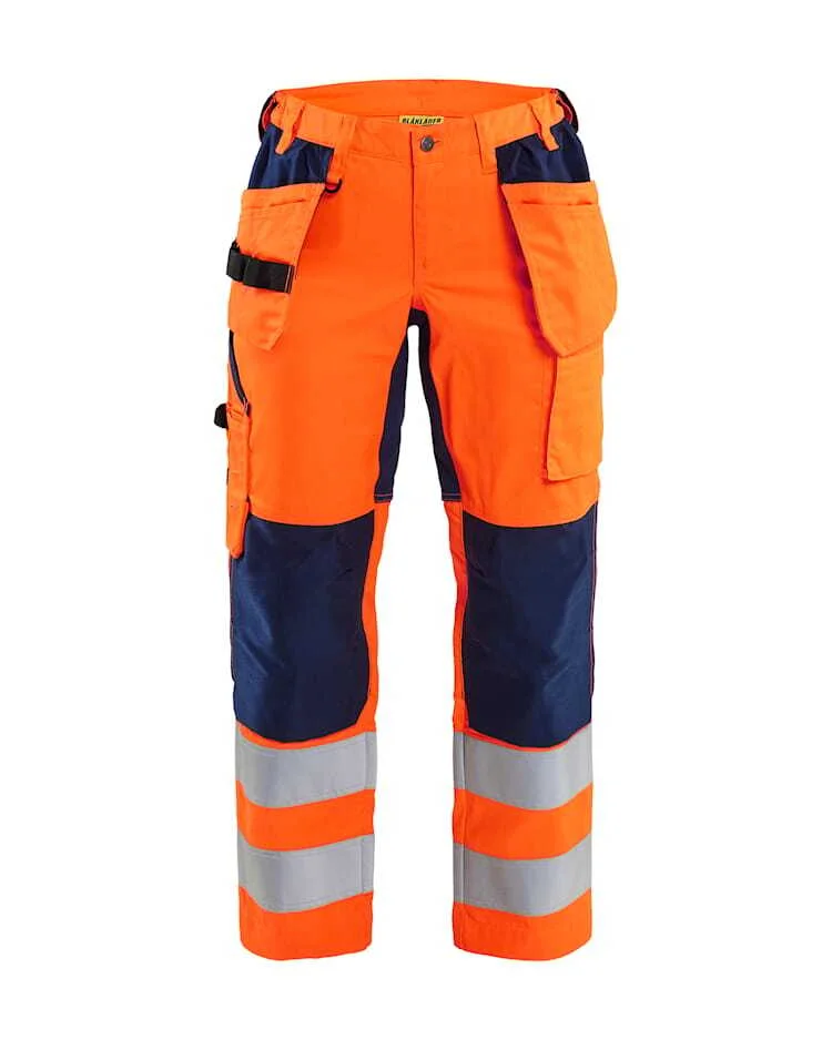 HÅNDVERKSBUKSE VARSEL STRETCH DAME 7163 ORANGE/MARINEBLÅ v:4030880