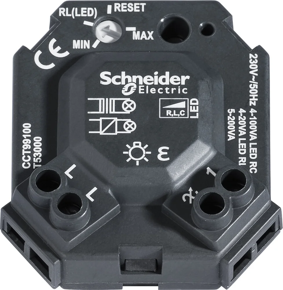 Schneider Electric Boksdimmer, universell for LED, glødelampe, halogenlamper 230 V, lavvoltshalogen, 4-100 W, inkl. impulsfjærer v:5677317 Schneider Electric Boksdimmer, universell for LED, glødelampe, halogenlamper 230 V, lavvoltshalogen, 4-100 W, inkl. impulsfjærer v:5677317