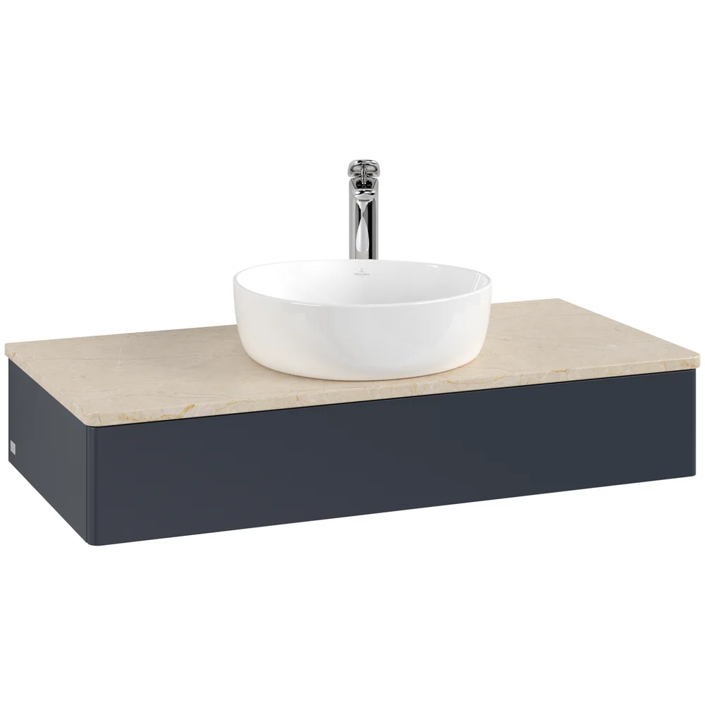 V&B ANTAO SERVANTSKAP 1 SKUFF GLATT 1000X190X500 M/KRANHULL BLÅ/CRÉME v:4011803