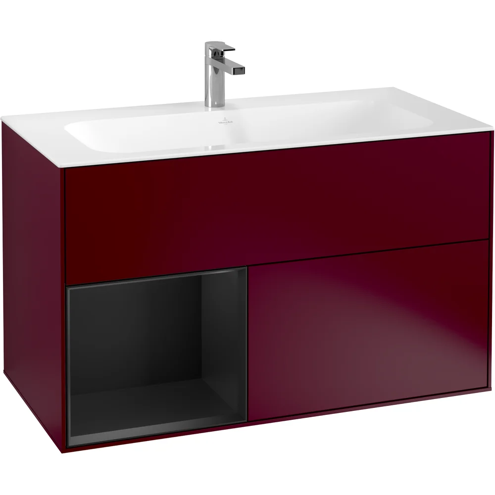 V&B FINION SERVANTSKAP 100 PEON MATT LAKK EMOTION-LYS, VENSTRESTILT SVART MATT HYLLE v:6686378