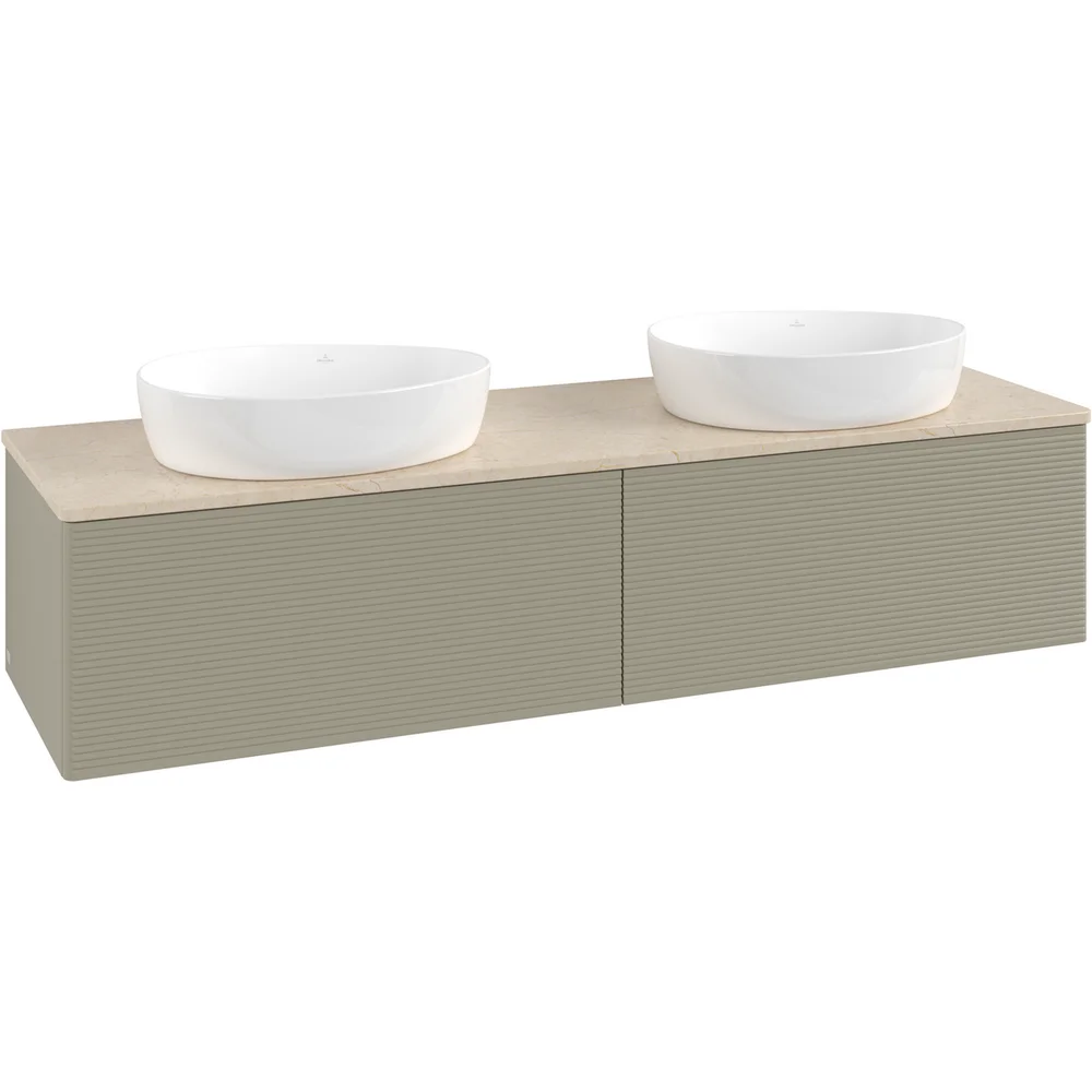 V&B ANTAO SERVANTSKAP 2 SKUFFER RILLET 1600X360X500 FOR 2 SERV. U/KRANHULL STENGRÅ/CRÉME v:7387896