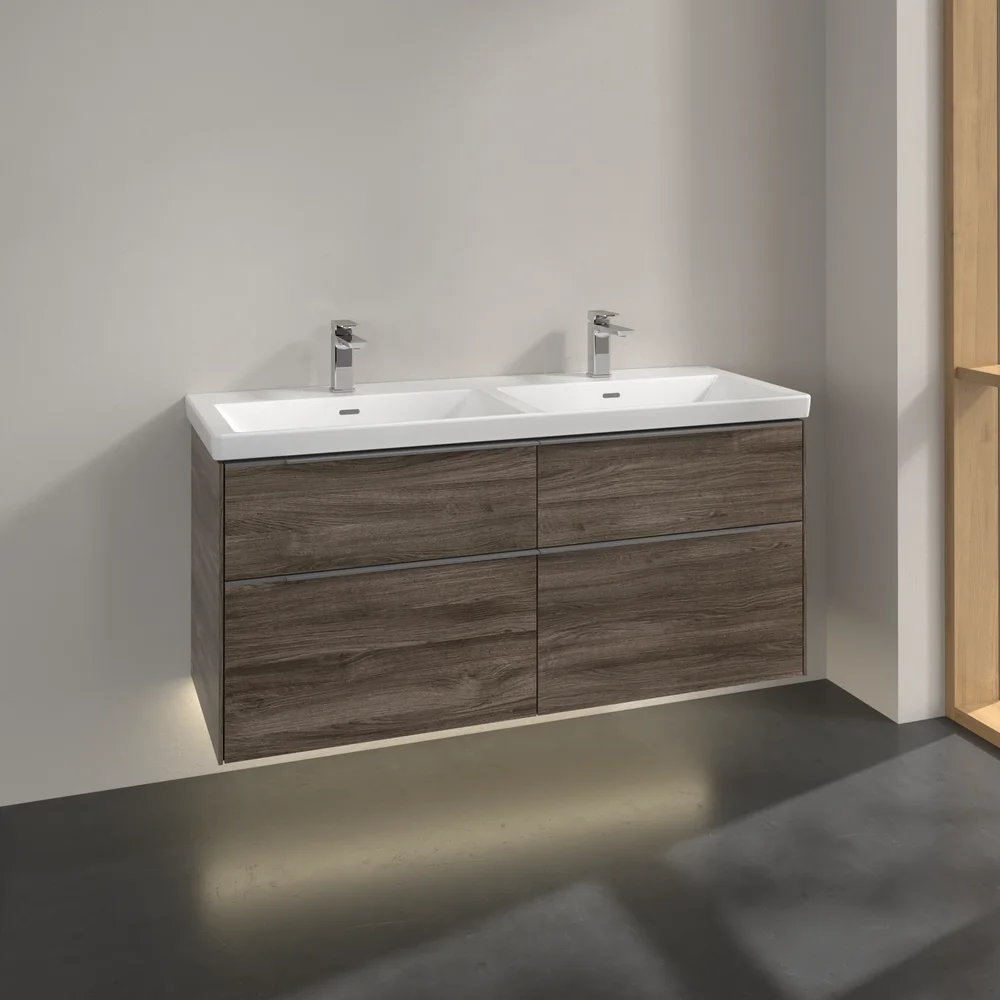 V&B SUBWAY 3.0 SERVANTSKAP 127X57 F/DOBBEL SERVANT STONE OAK M/LYS HÅNDTAK I KROM v:2251624