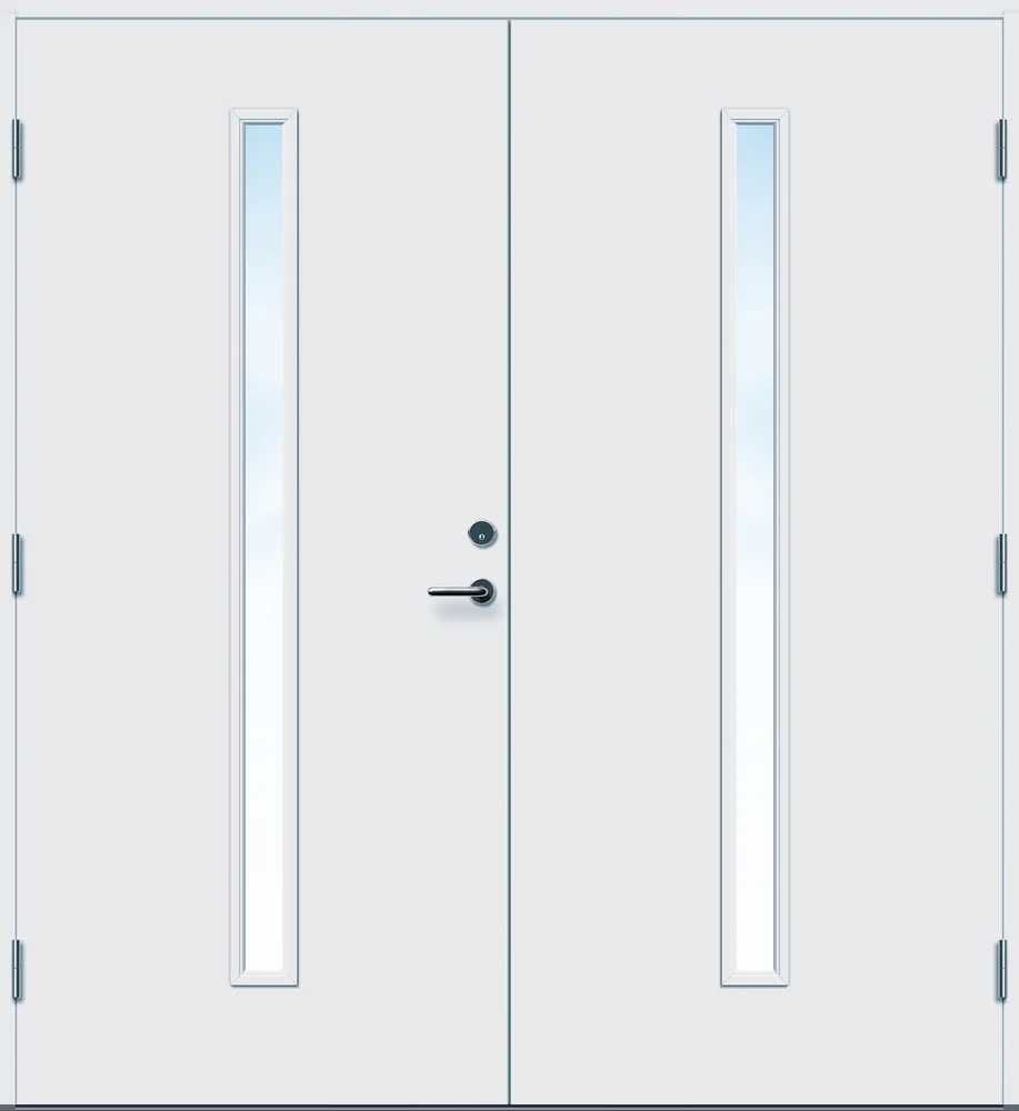 Ytterdør tofløyet Hovdeby frostet glass hvit venstre 130x210 cm v:2384632