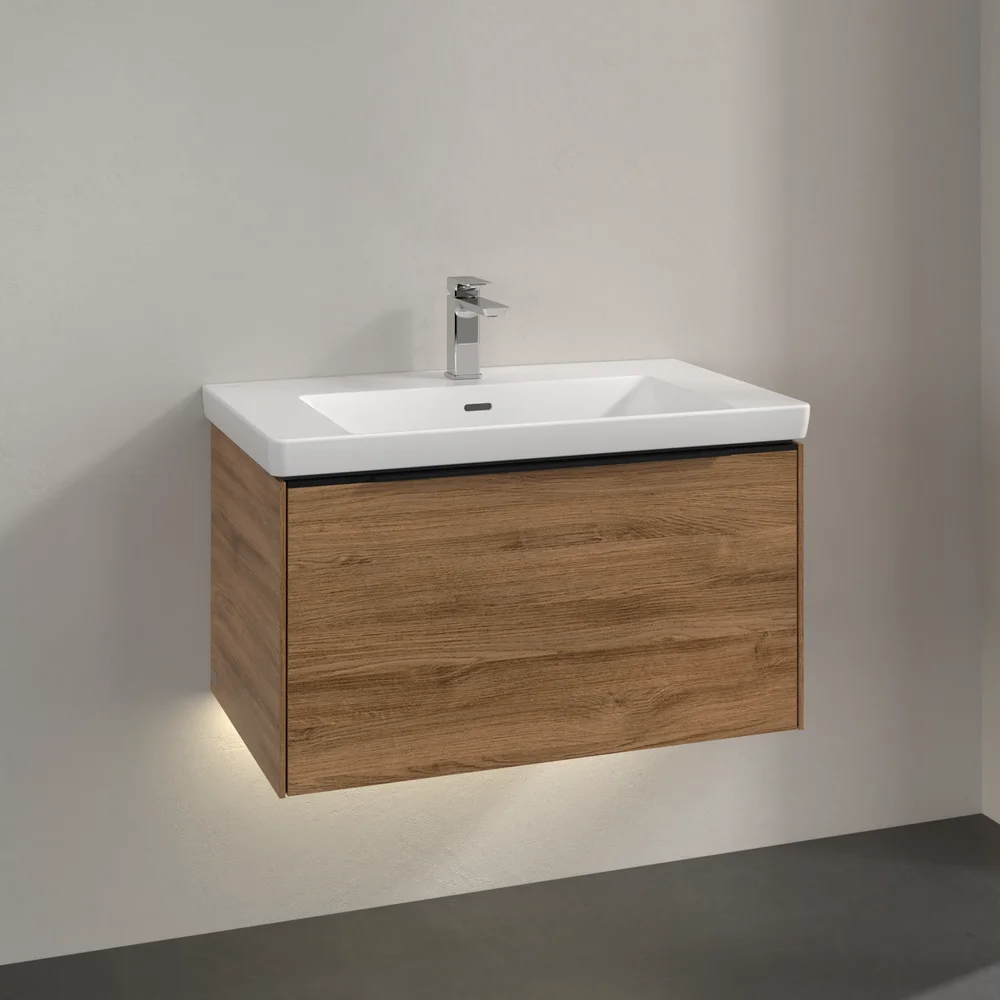 V&B SUBWAY 3.0 SERVANTSKAP 77X42 KANSAS OAK M/LYS HÅNDTAK I VOLCANO BLACK v:9149098