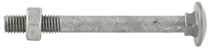 Låseskrue varmforsinket m/mutter 10×50 mm delgjenget DIN603/555 50 stk v:1840644