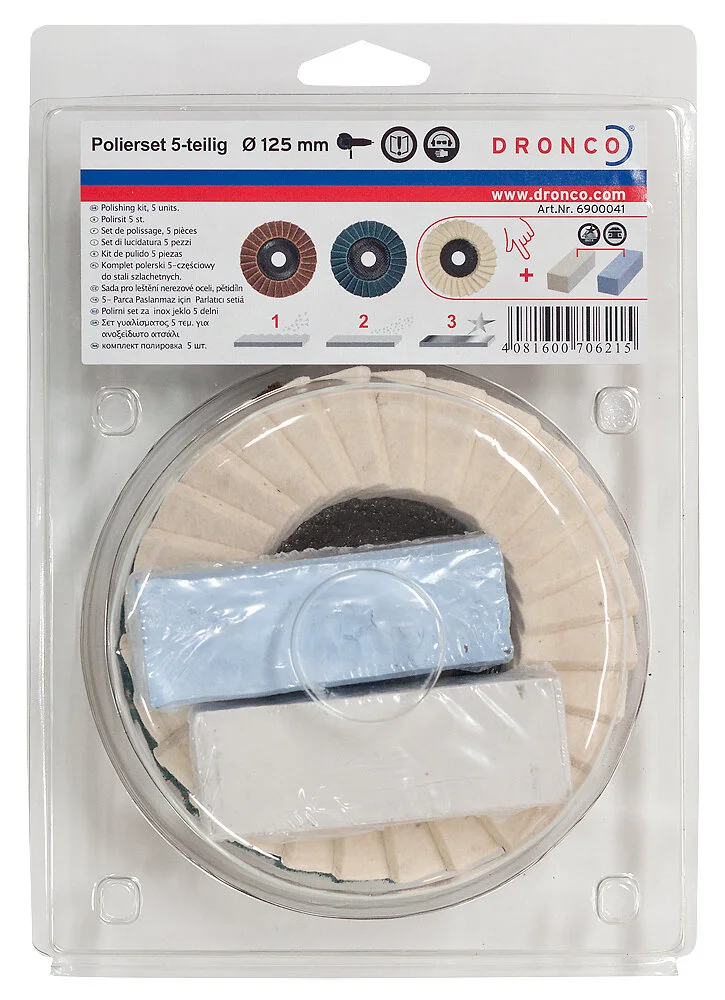 Dronco Poleringssett i 5 deler, 125×22,2 mm v:5744430 Dronco Poleringssett i 5 deler, 125×22,2 mm v:5744430