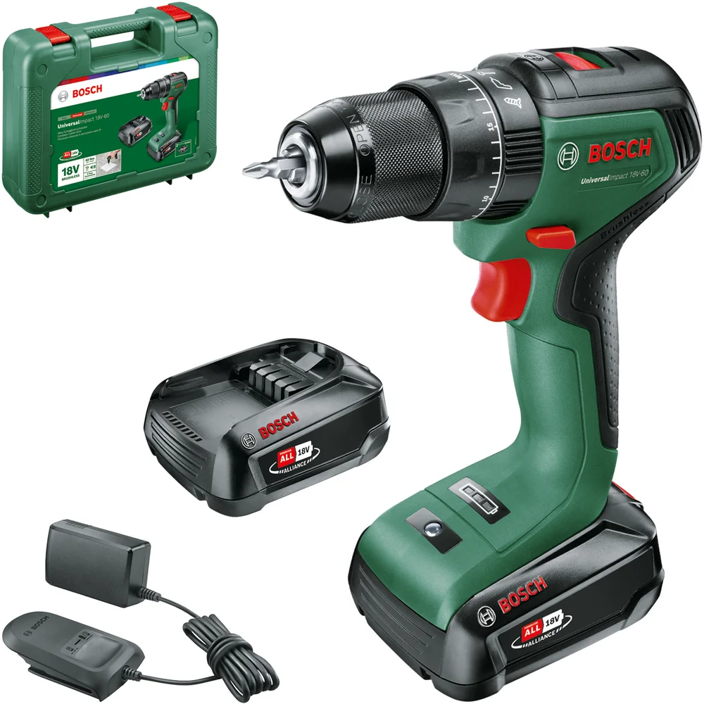 BOSCH SLAGDRILL UNIVERSALIMPACT 18V-60 2X 2,0AH v:5152038