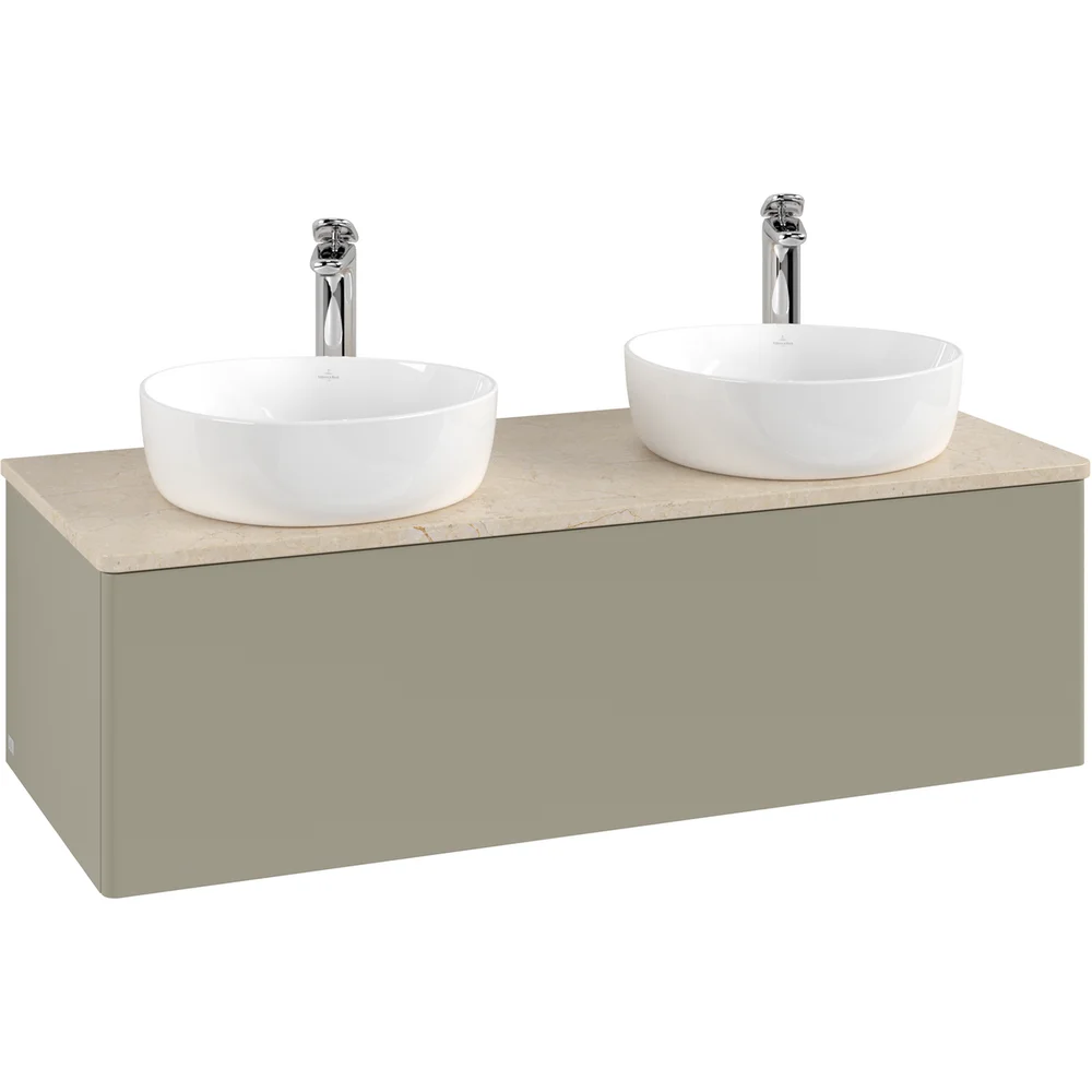 V&B ANTAO SERVANTSKAP 1 SKUFF GLATT 1200X360X500 FOR 2 SERV. M/KRANHULL M/LYS STENGRÅ/CRÉME v:2475726