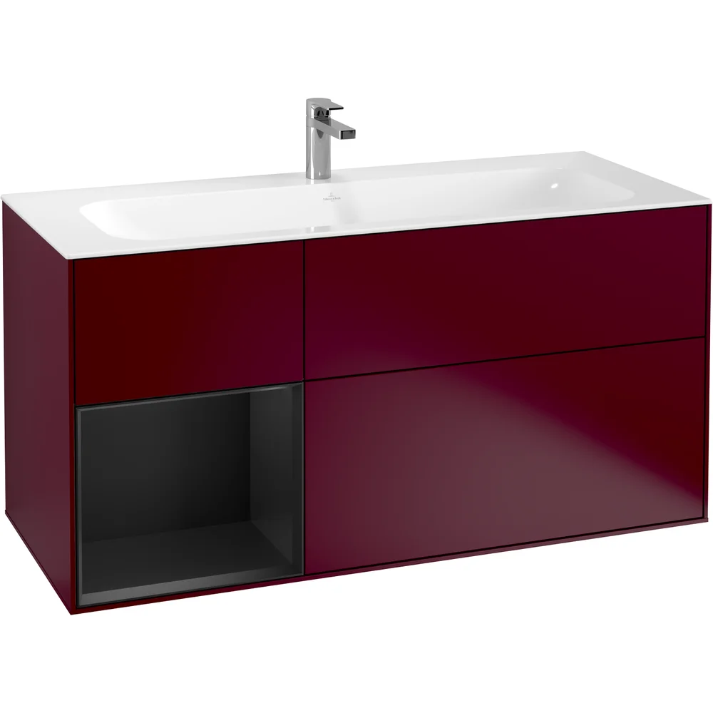 V&B FINION SERVANTSKAP 120 PEON MATT LAKK M/LYS VENSTRESTILT SVART MATT HYLLE v:7876015