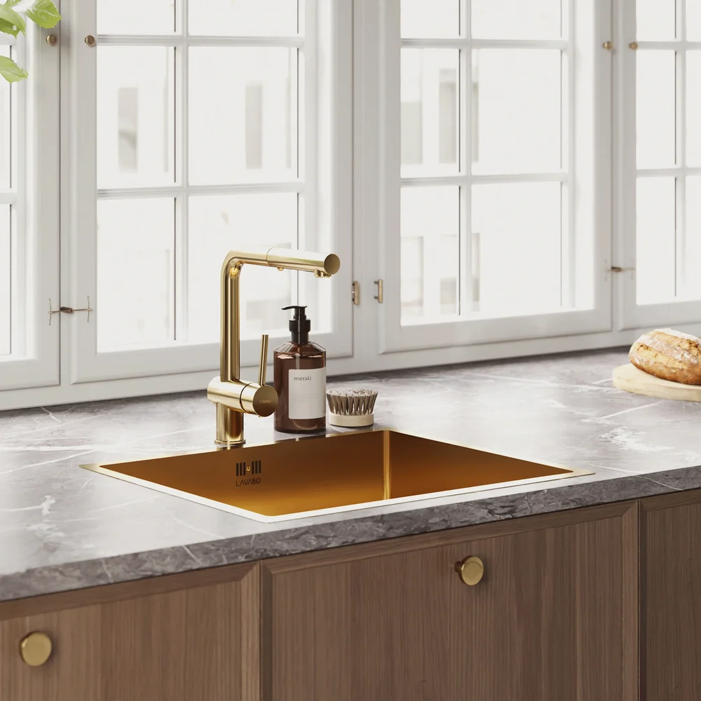 LAVABO KUBUS 040 KJØKKENARMATUR M/UTTREKK MASSIV MESSING v:8731250