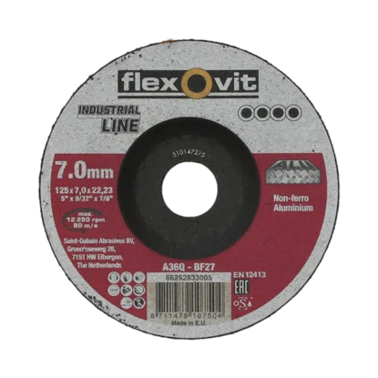 Slipeskive alu 125×7 f flexovit aluminium a36q v:7681853 Slipeskive alu 125×7 f flexovit aluminium a36q v:7681853