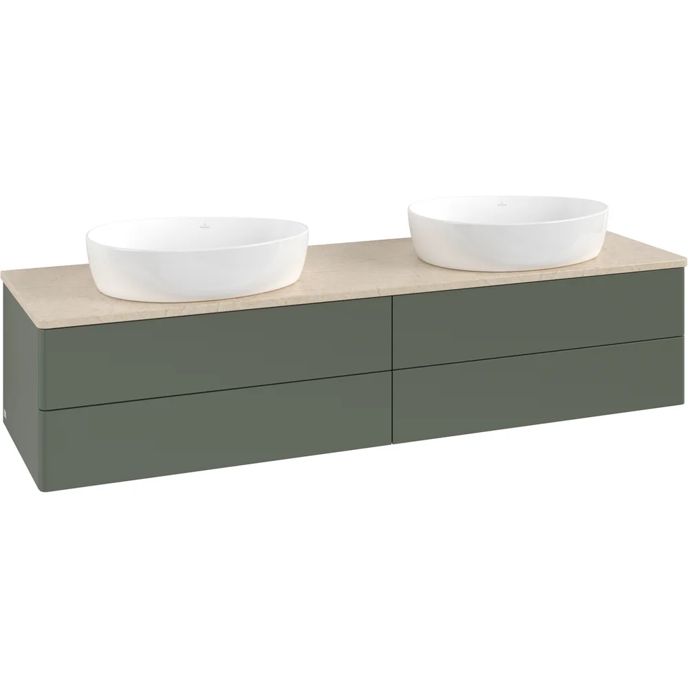 V&B ANTAO SERVANTSKAP 4 SKUFFER GLATT 1600X360X500 FOR 2 SERV. U/KRANHULL M/LYS GRØNN/CRÉME v:3559574