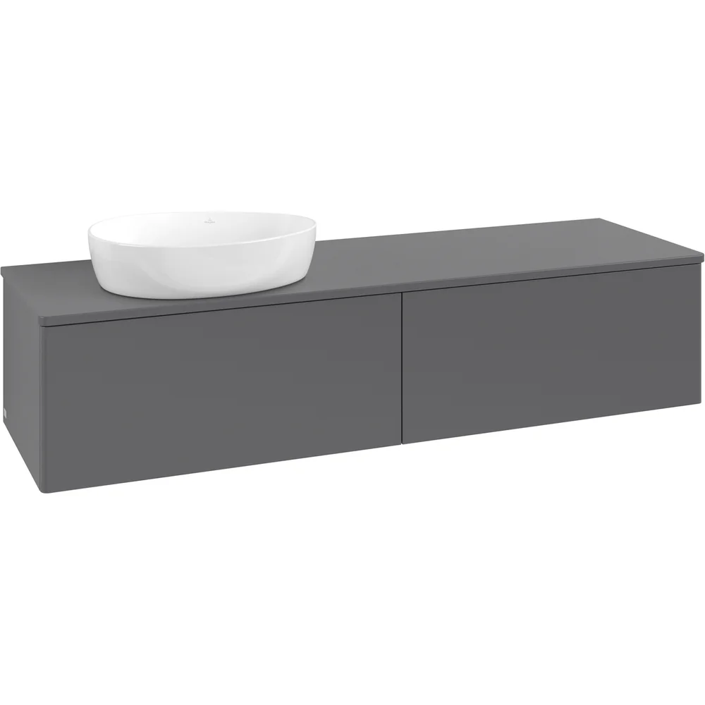 V&B ANTAO SERVANTSKAP 2 SKUFFER GLATT 1600X360X500 VENSTRE M/KRANHULL M/LYS ANTRASITT v:2987724