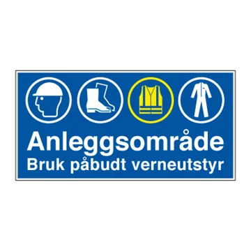 Skilt anleggsområde påb vern 60x40cm 1 mm pvc med refleks v:4311426